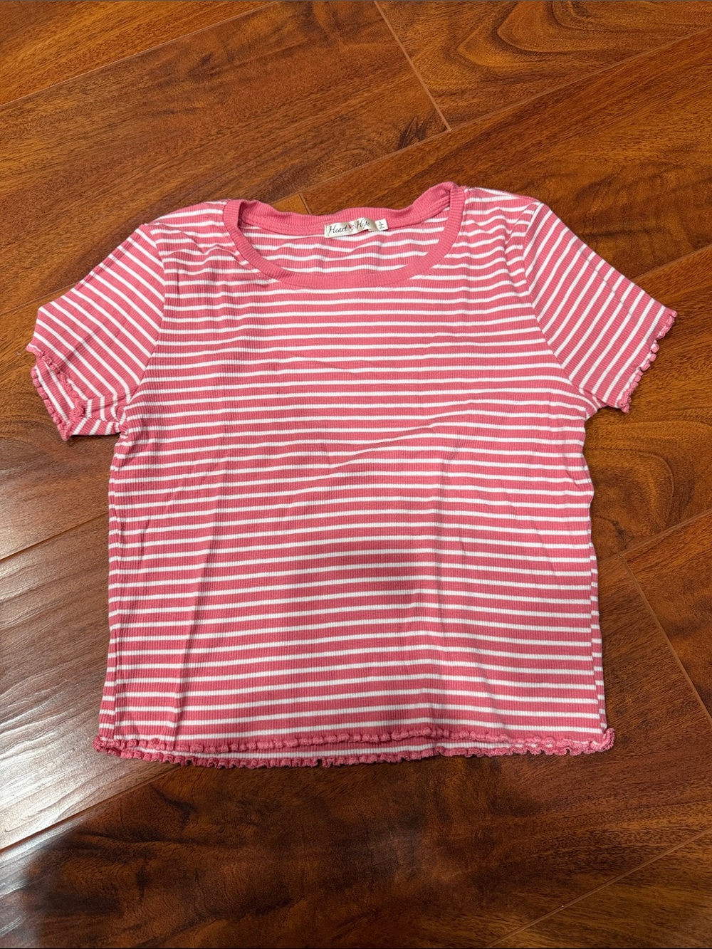 Heart Hips Pink and White Striped Crop Top